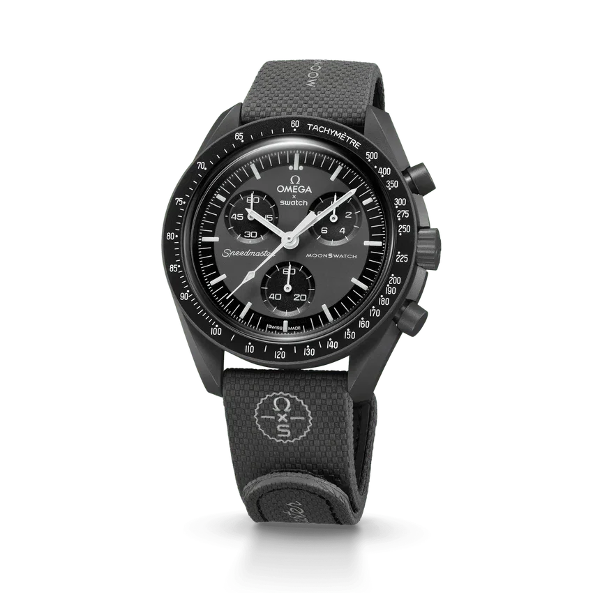 MoonSwatch Cinza Escuro/Preto em Borracha