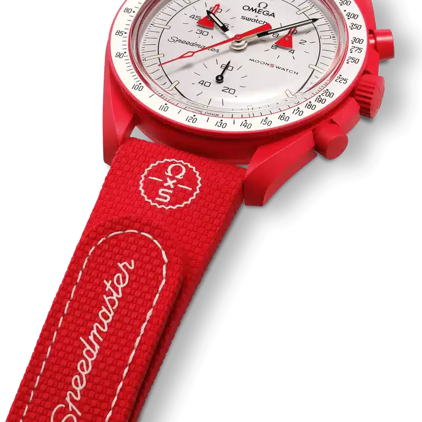 MoonSwatch de borracha vermelha/branca