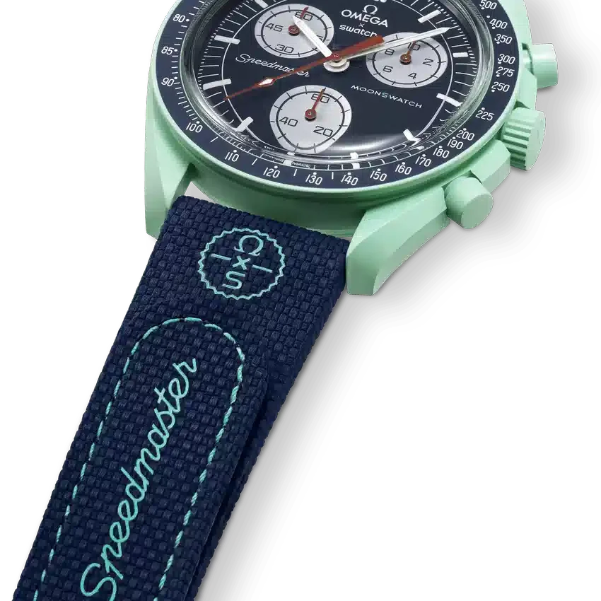 MoonSwatch em borracha azul-escuro/verde