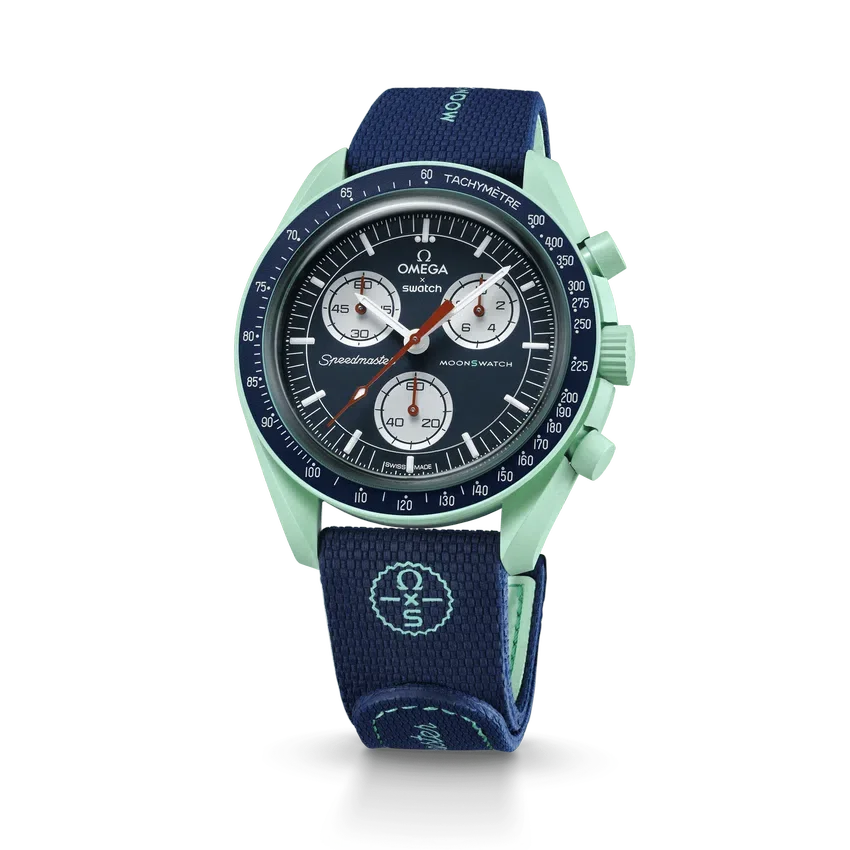 MoonSwatch em borracha azul-escuro/verde