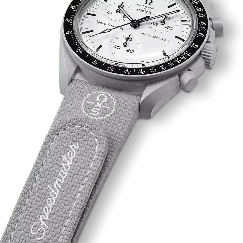 MoonSwatch em borracha cinzenta/cinzenta