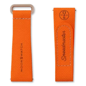 MoonSwatch em borracha laranja/areia