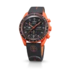 MoonSwatch em borracha preta/laranja