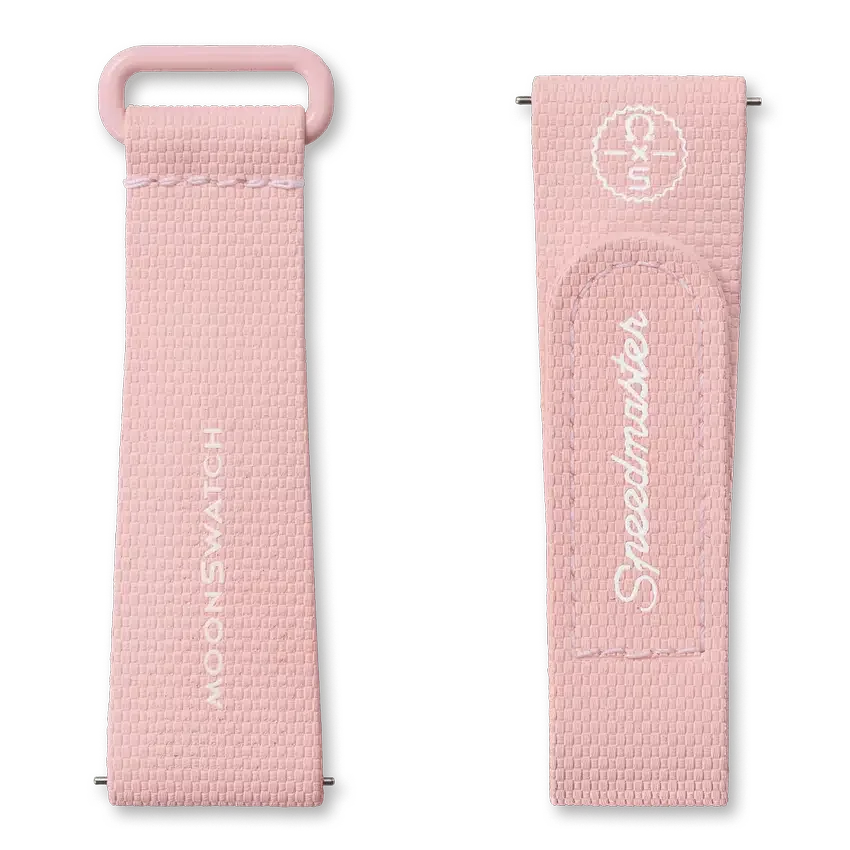 MoonSwatch em borracha rosa claro/branco