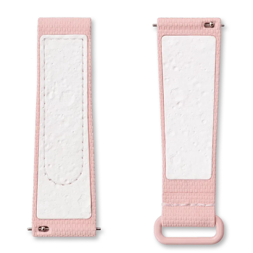 MoonSwatch em borracha rosa claro/branco
