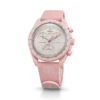 MoonSwatch em borracha rosa claro/branco