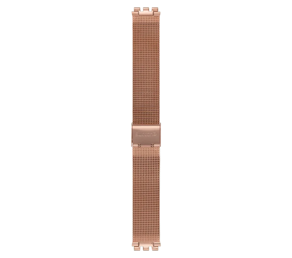 Pulseira em malha de aço inoxidável com revestimento PVD em ouro rosa da coleção Skin