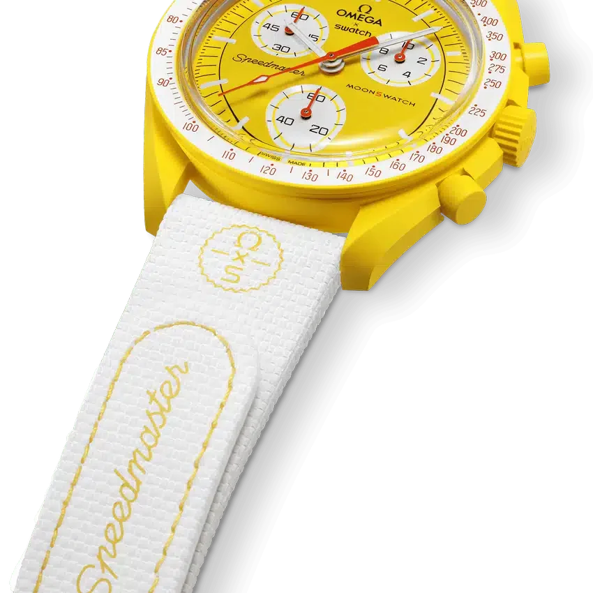 Pulseira MoonSwatch em borracha branca/amarela