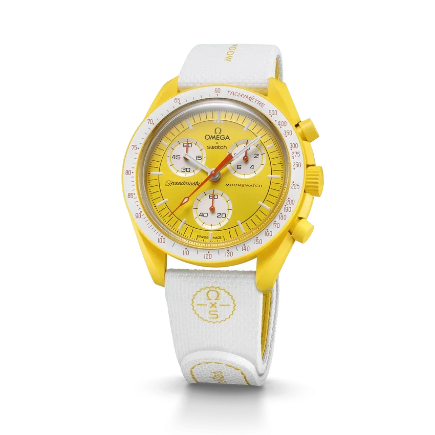 Pulseira MoonSwatch em borracha branca/amarela